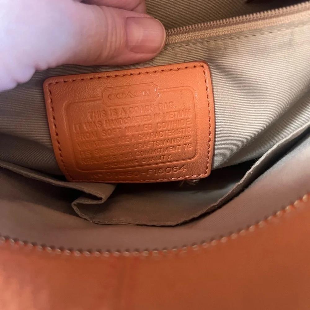 Coach Tan Leather Madison Phoebe Pebbled Orange Purse
